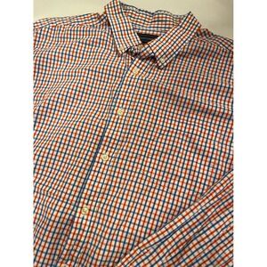 Mason James Mens XXL Button Down Shirt Red Blue White Check Cotton Long Sleeve